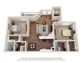 2 Bed 2 Bath Luxury Renovated 977 sq ft **2907 floor plan